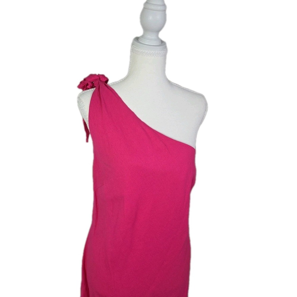 Lucy Paris Sabrina One Shoulder Maxi Dress Fuchsia Pink M NWT $125 - Picture 3 of 13
